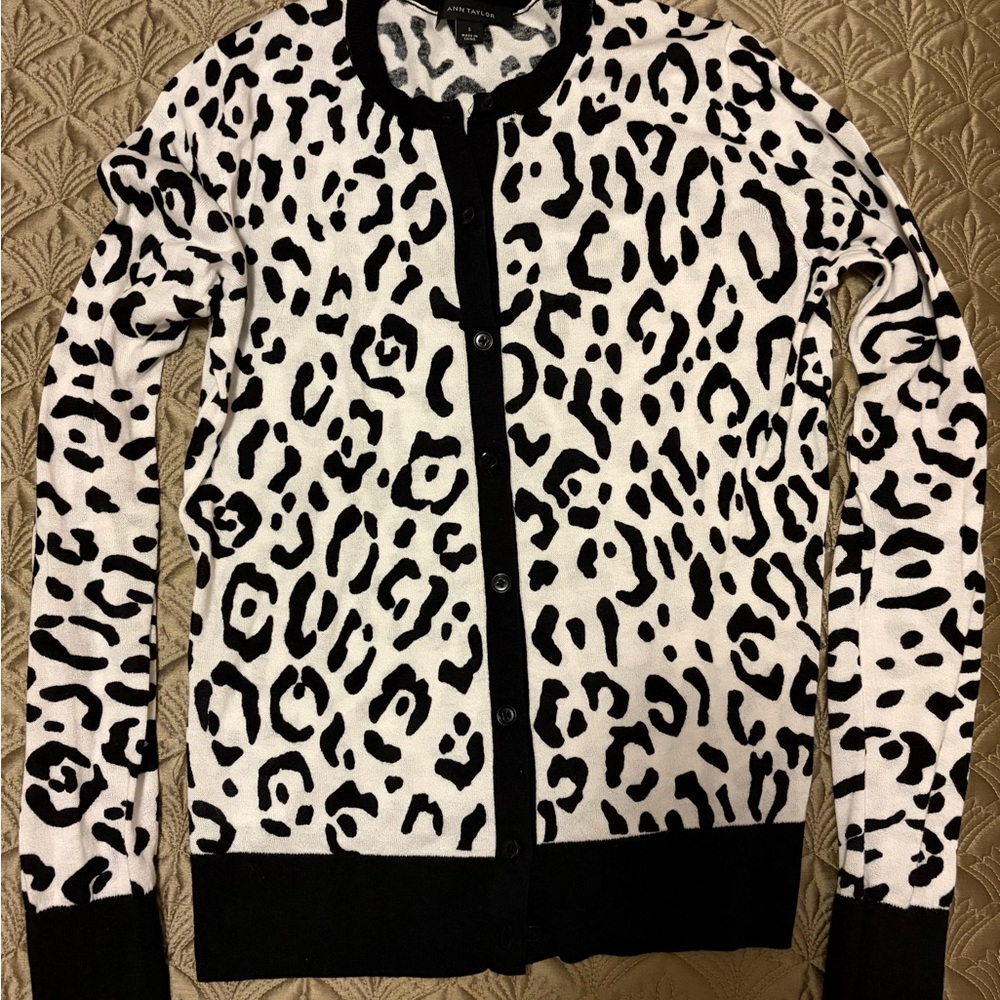 Black and White Leopard Print Cardigan